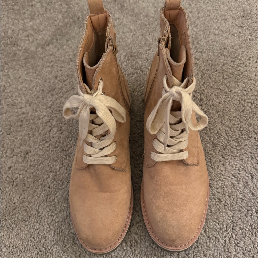 Tan Lace-Up Ankle Boots